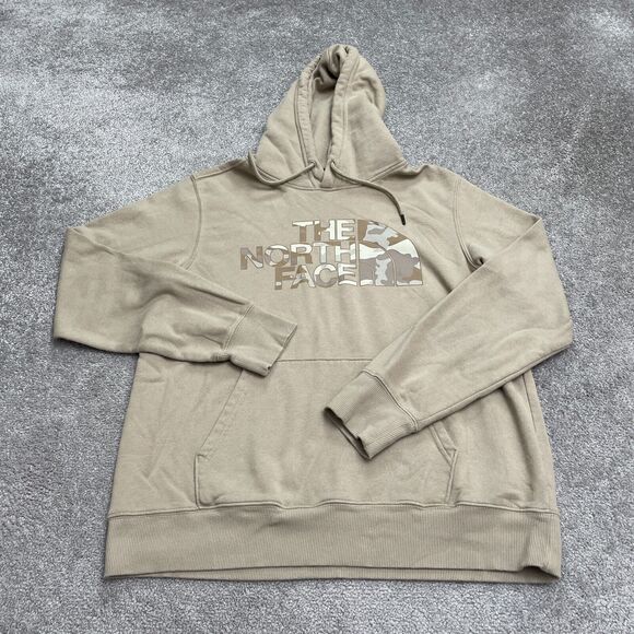 The North Face Hoodie Sweatshirt Men Medium Brown Graphic Fleece Pullover Casual - Picture 1 of 10